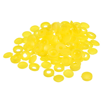 Harfington Uxcell 200Pcs 5mm Hinged Screw Cover Caps Plastic Fold Screw Snap Covers, Yellow