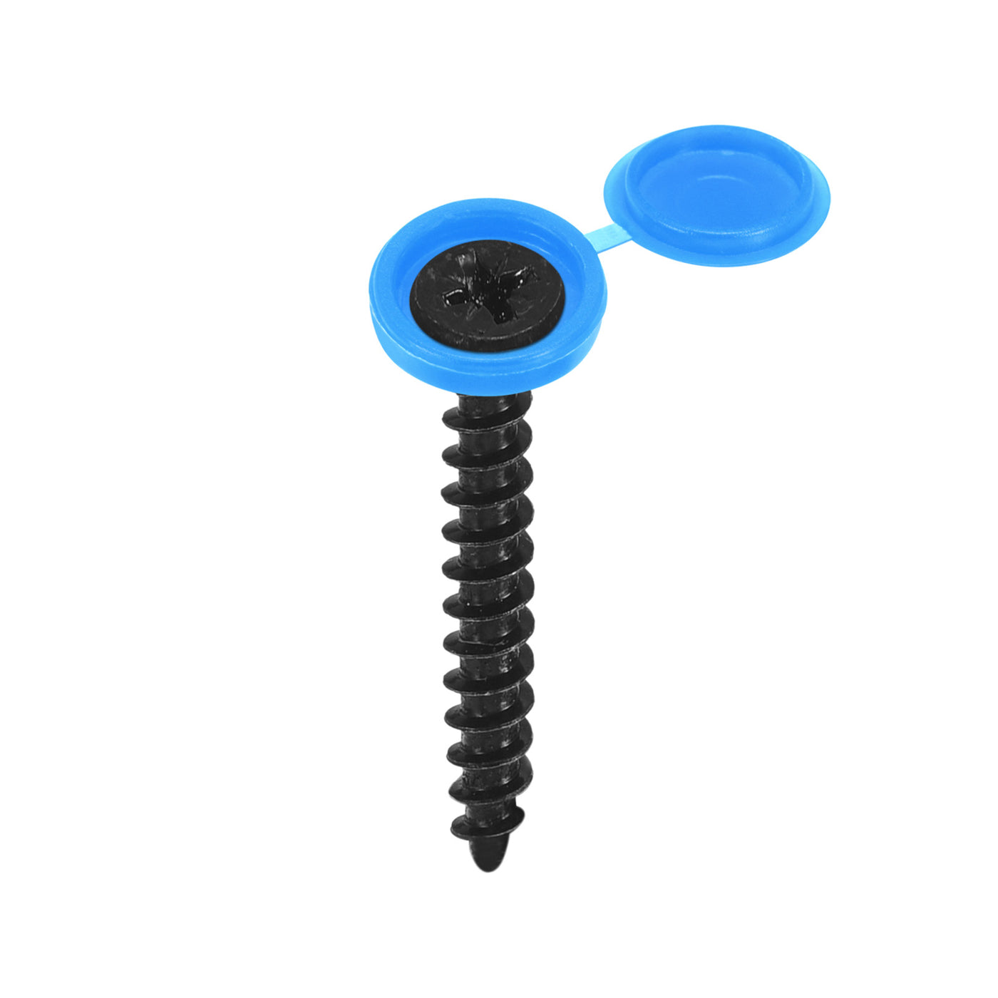 uxcell Uxcell 100Pcs 5mm Hinged Screw Cover Caps Plastic Fold Screw Snap Covers, Blue