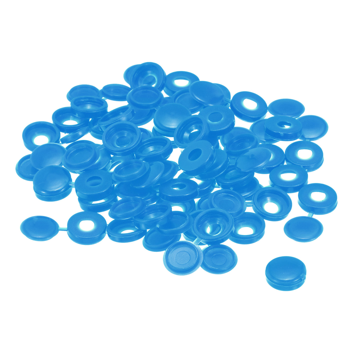 uxcell Uxcell 100Pcs 5mm Hinged Screw Cover Caps Plastic Fold Screw Snap Covers, Blue