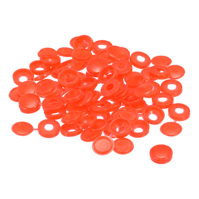 Harfington 100Pcs 5mm Hinged Screw Cover Caps Plastic Fold Screw Snap Covers, Red