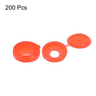Harfington 200Pcs 5mm Hinged Screw Cover Caps Plastic Fold Screw Snap Covers, Red