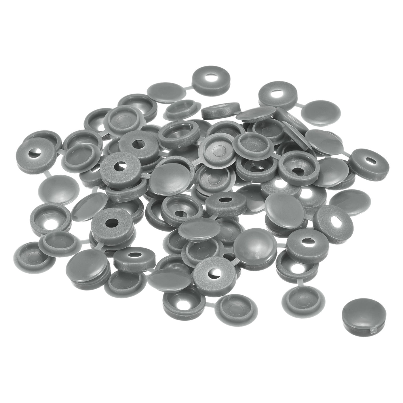 uxcell Uxcell 100Pcs 5mm Hinged Screw Cover Caps Plastic Fold Screw Snap Covers, Gray