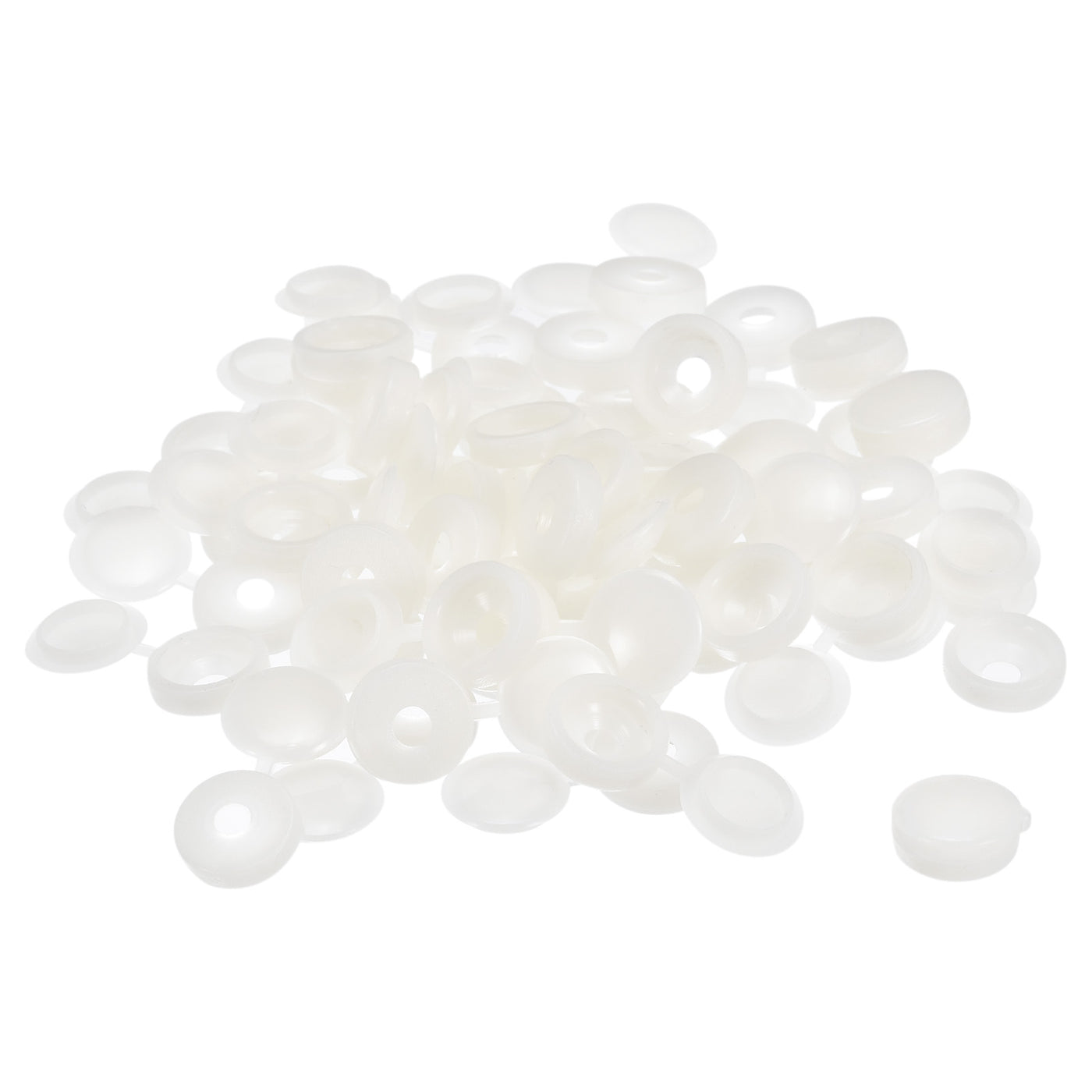 uxcell Uxcell 150Pcs 4mm Hinged Screw Cover Caps Plastic Fold Screw Snap Covers, Warm White