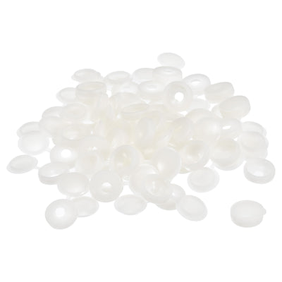 Harfington Uxcell 150Pcs 4mm Hinged Screw Cover Caps Plastic Fold Screw Snap Covers, Warm White