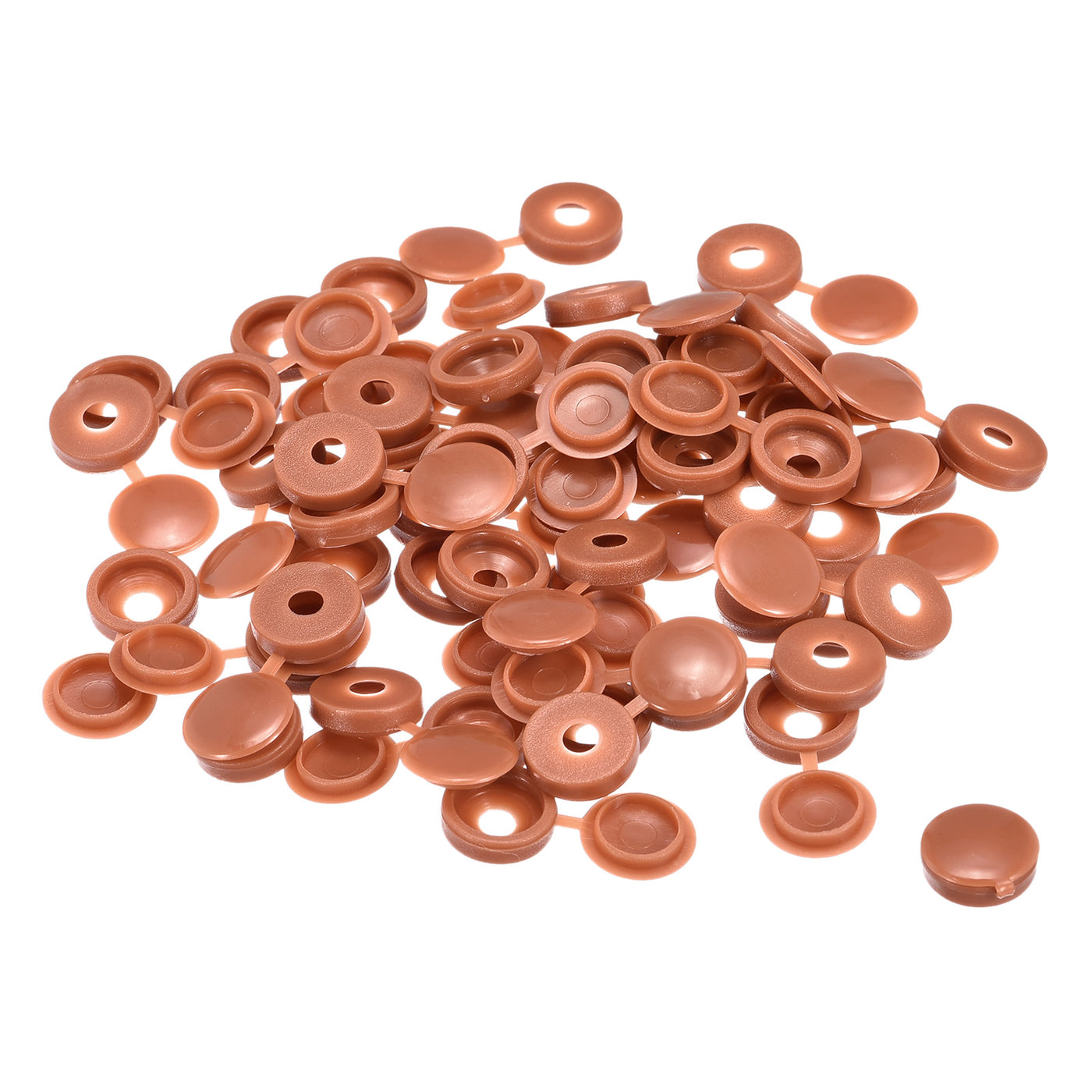 uxcell Uxcell 100Pcs 4mm Hinged Screw Cover Caps Plastic Fold Screw Snap Covers, Red Brown