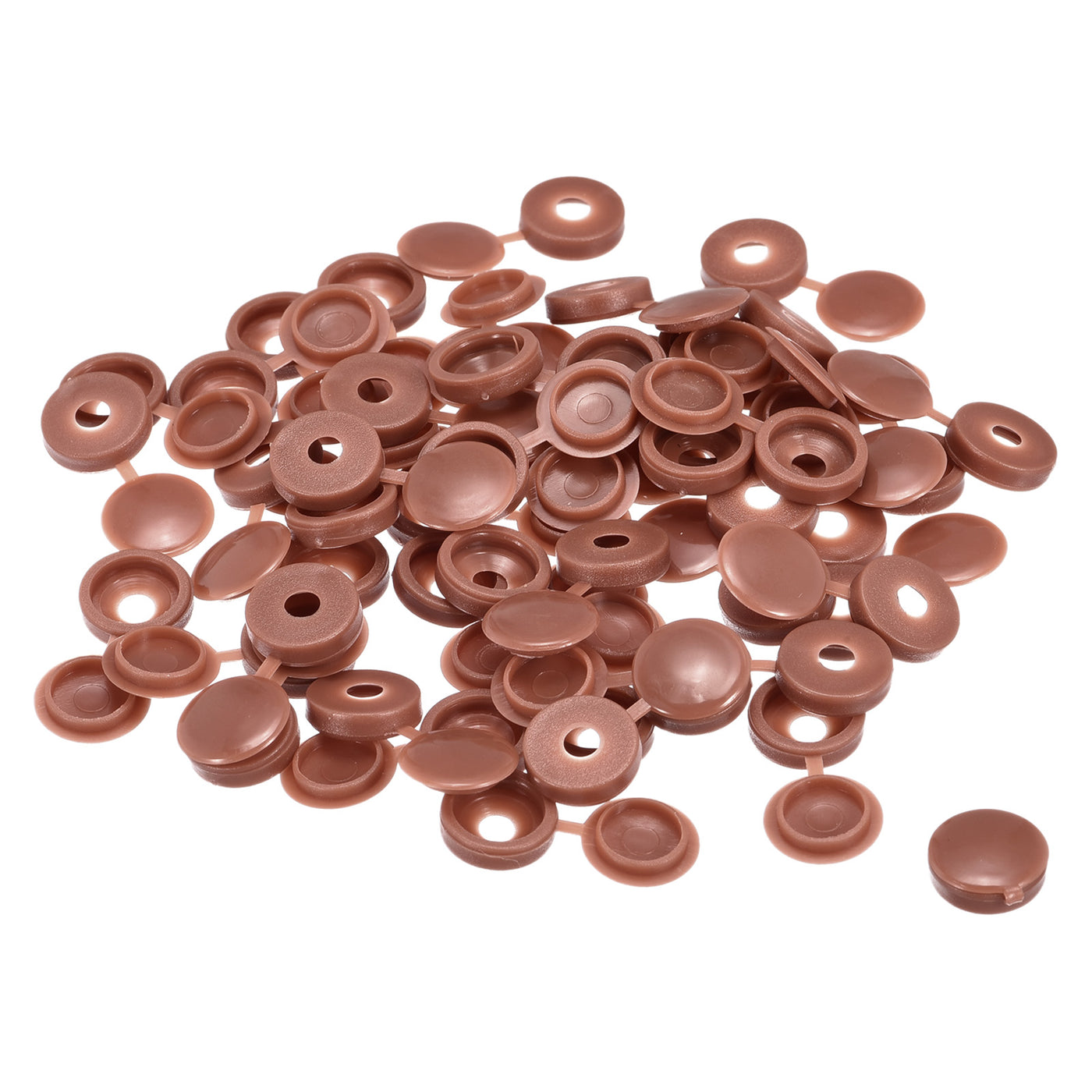 Harfington 150Pcs 4mm Hinged Screw Cover Caps Plastic Fold Screw Snap Covers, Brown