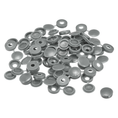 Harfington Uxcell 100Pcs 4mm Hinged Screw Cover Caps Plastic Fold Screw Snap Covers, Gray