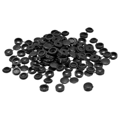 Harfington 100Pcs 3mm Hinged Screw Cover Caps Plastic Fold Screw Snap Covers, Black