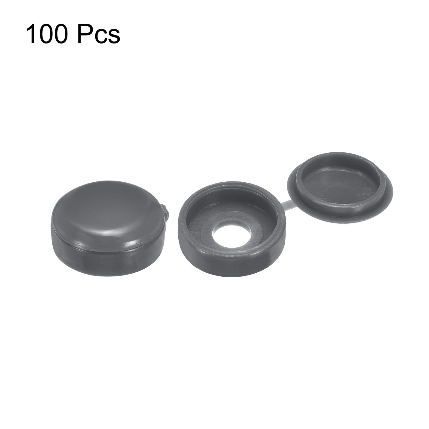 uxcell Uxcell 100Pcs 3mm Hinged Screw Cover Caps Plastic Fold Screw Snap Covers, Dark Gray