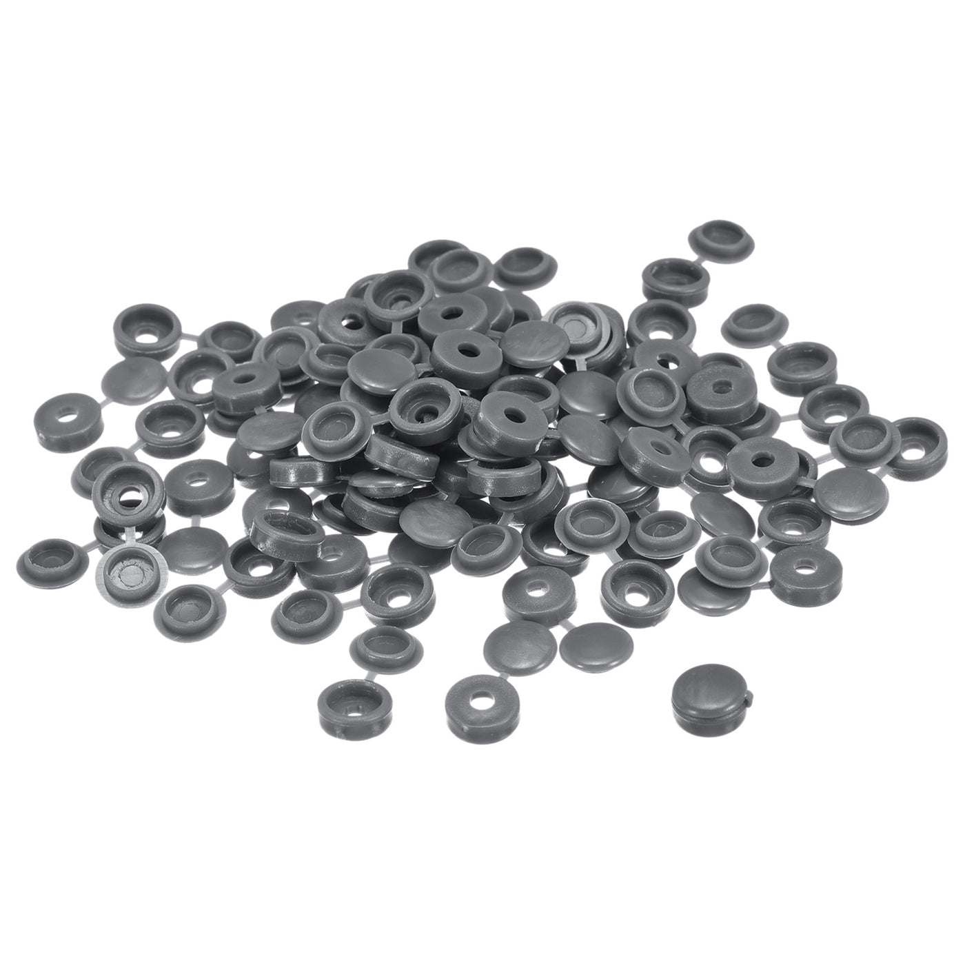 uxcell Uxcell 100Pcs 3mm Hinged Screw Cover Caps Plastic Fold Screw Snap Covers, Dark Gray
