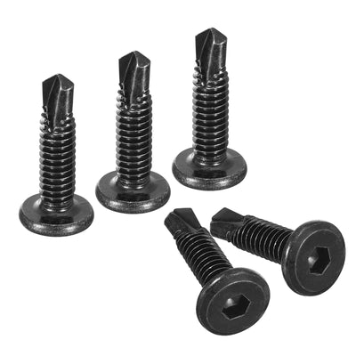 uxcell Uxcell Hex Socket Self Tapping Screws, 1/4 x 1" 410 Stainless Steel Sheet Metal Flat Head Drilling Screw 50pcs, Black