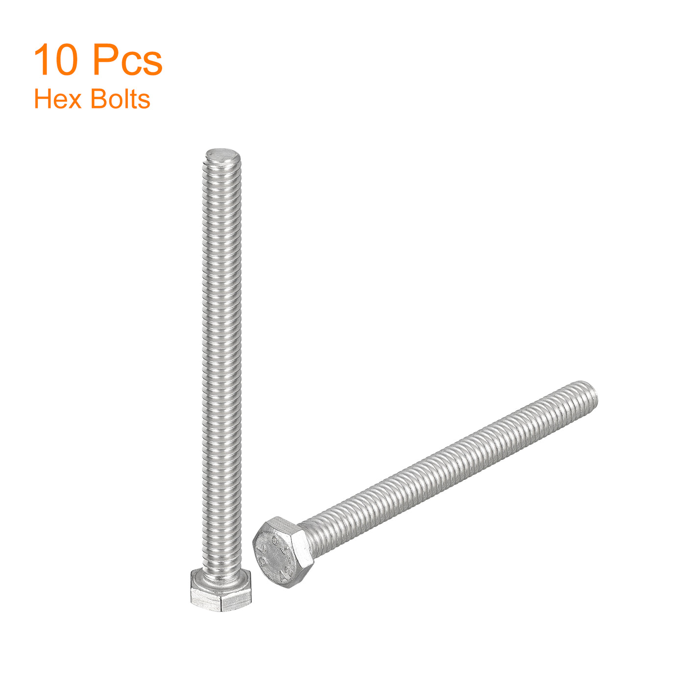 uxcell Uxcell Hex Head Bolts, 304 Stainless Steel Hexagon Bolt Fully Thread Machine Screw