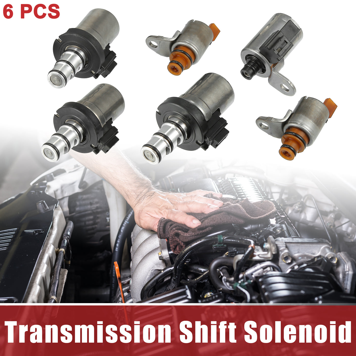 ACROPIX Transmission Shift Solenoid Replacement Fit for Ford for Mazda - Pack of 6 Black Brown