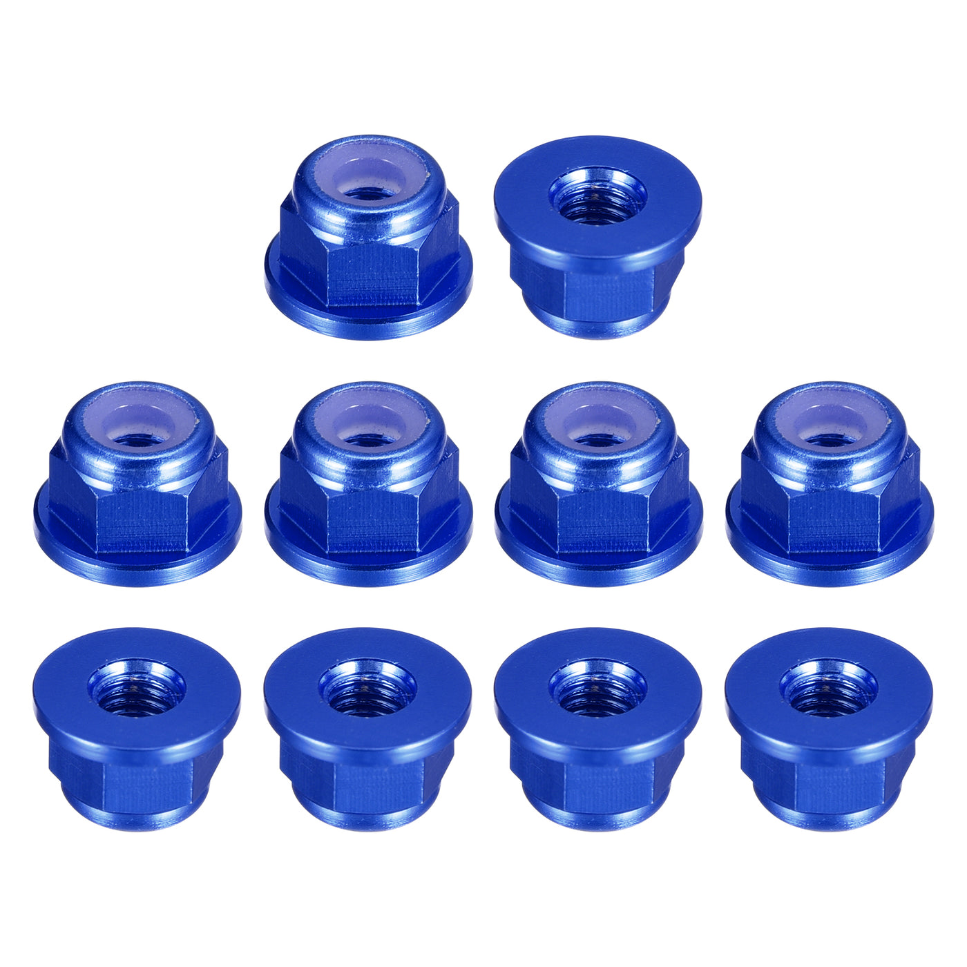 uxcell Uxcell Nylon Insert Hex Lock Nuts, 10pcs - M2 x 0.4mm Aluminum Alloy Self-Locking Nut, Anodizing Flange Lock Nut for Fasteners (Sapphire Blue)