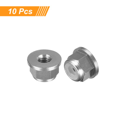 Harfington Uxcell Nylon Insert Hex Lock Nuts, 10pcs - M3 x 0.5mm Aluminum Alloy Self-Locking Nut, Anodizing Flange Lock Nut for Fasteners (Titanium Gray)