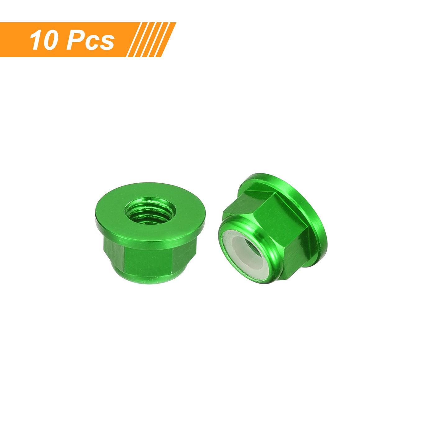 uxcell Uxcell Nylon Insert Hex Lock Nuts, 10pcs - M4 x 0.7mm Aluminum Alloy Self-Locking Nut, Anodizing Flange Lock Nut for Fasteners (Green)