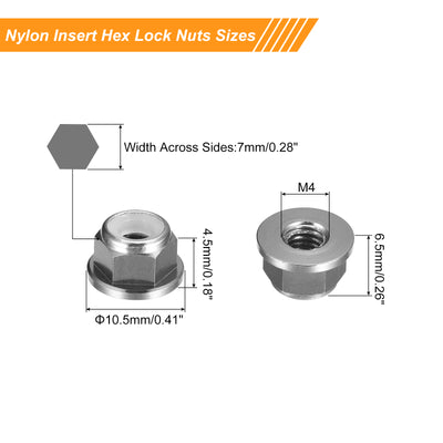 Harfington Uxcell Nylon Insert Hex Lock Nuts, 10pcs - M4 x 0.7mm Aluminum Alloy Self-Locking Nut, Anodizing Flange Lock Nut for Fasteners (Titanium Gray)