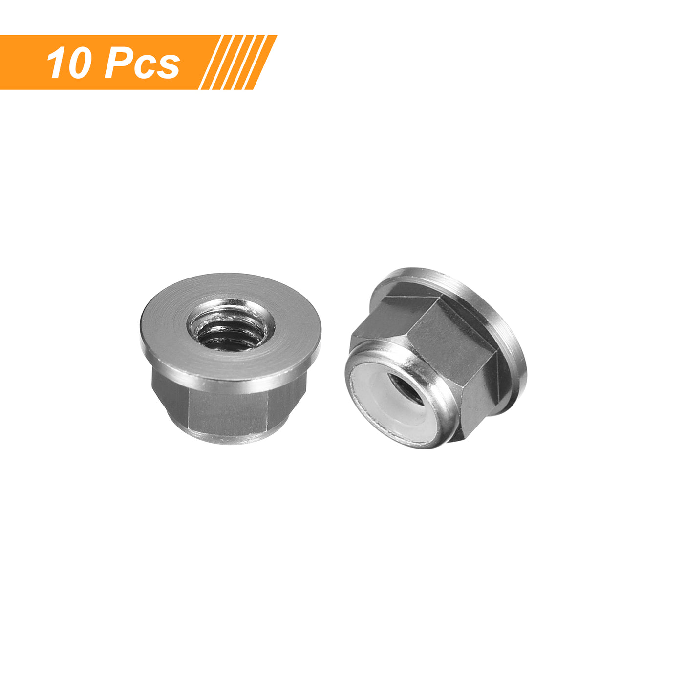 uxcell Uxcell Nylon Insert Hex Lock Nuts, 10pcs - M4 x 0.7mm Aluminum Alloy Self-Locking Nut, Anodizing Flange Lock Nut for Fasteners (Titanium Gray)