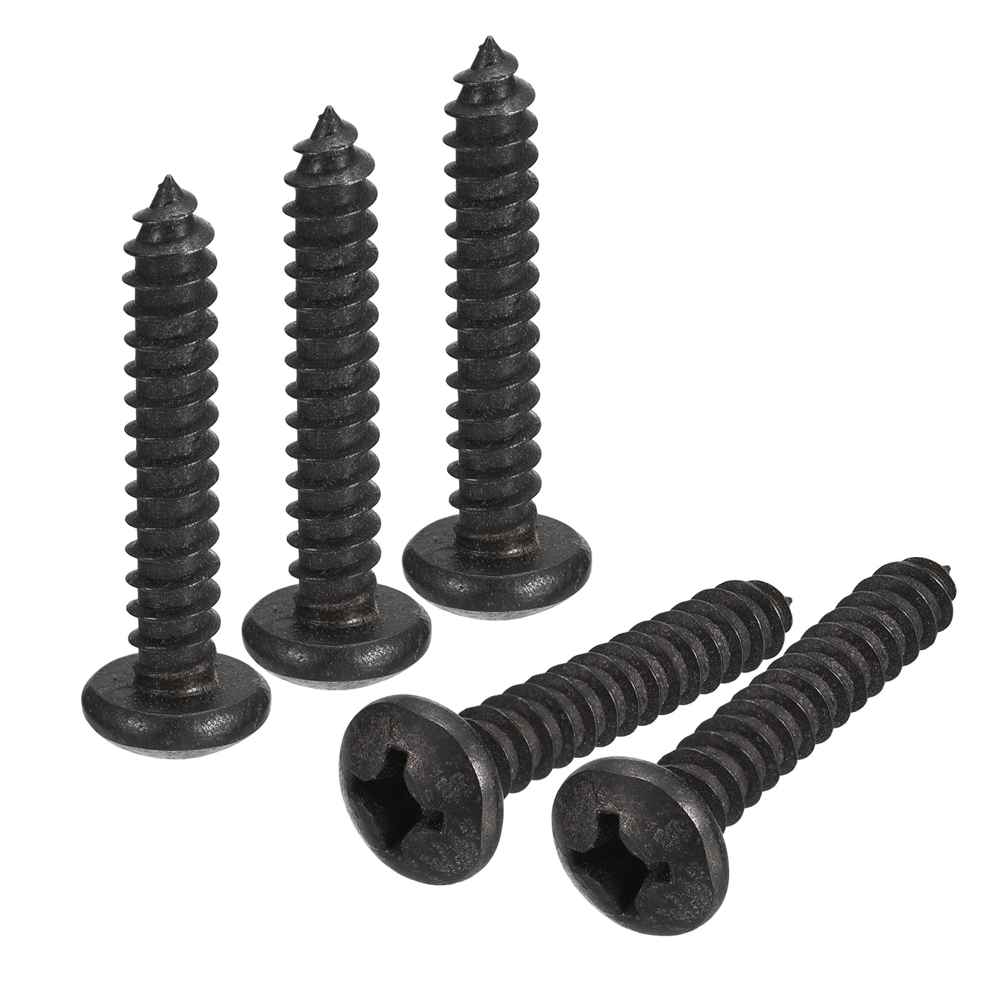 uxcell Uxcell 1/4 x 1-3/16" Phillips Pan Head Self-tapping Screw, 25pcs - 304 Stainless Steel Round Head Wood Screw Full Thread (Black)