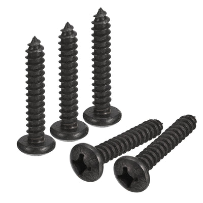 Harfington Uxcell 1/4 x 1-3/16" Phillips Pan Head Self-tapping Screw, 25pcs - 304 Stainless Steel Round Head Wood Screw Full Thread (Black)