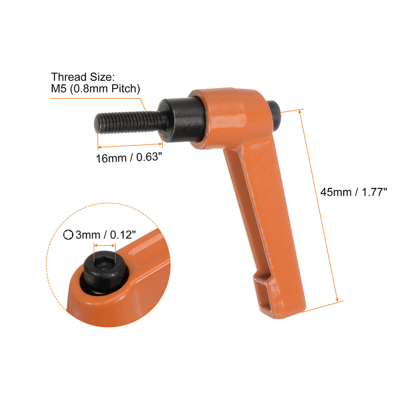 4pcs Adjustable Clamping Lever Handles M5 x 16mm Male Thread Bolt Knobs ...