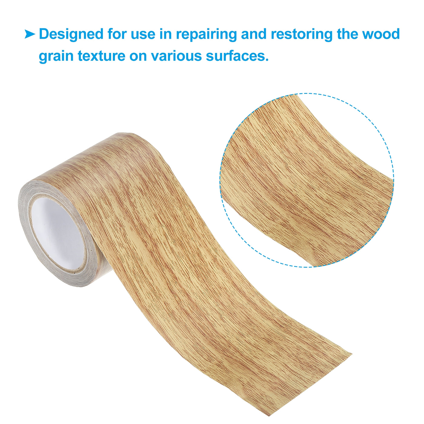 Harfington Wood Grain Repair Tape 2.2"X15', Self Adhesive Realistic Patch, Brown Oak