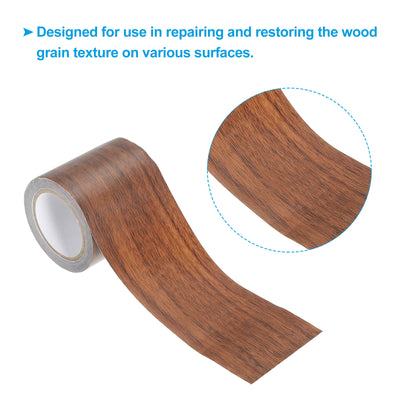 Harfington Wood Grain Repair Tape 2.2"X15', Self Adhesive Realistic Patch, Dark Brown Oak
