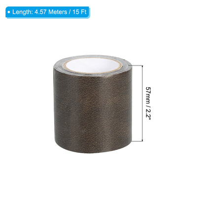 Harfington Leather Repair Tape 2.2"X15', Self Adhesive Realistic Leather Patch, Dark Brown