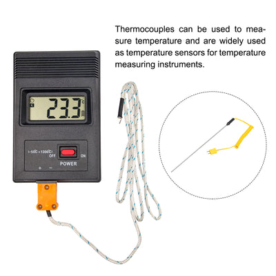 Harfington K Type Surface Thermocouple Probe 3x300mm Temperature Sensor -50 to 1200°C