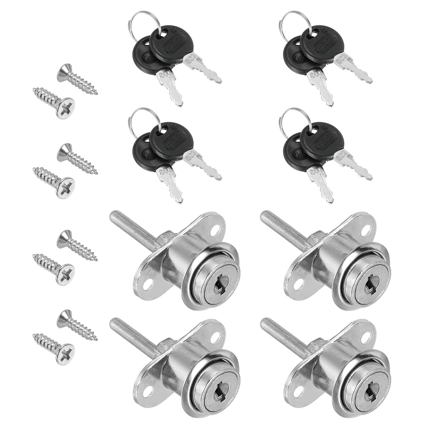 19mm Drawer Locks with Keys, 4 Pack Zinc Alloy Nickel Plated Drawer ...