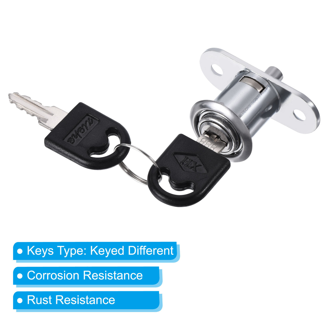 Drawer Locks with Keys, Zinc Alloy Chrome Finish Drawer Door Lock Keyed ...