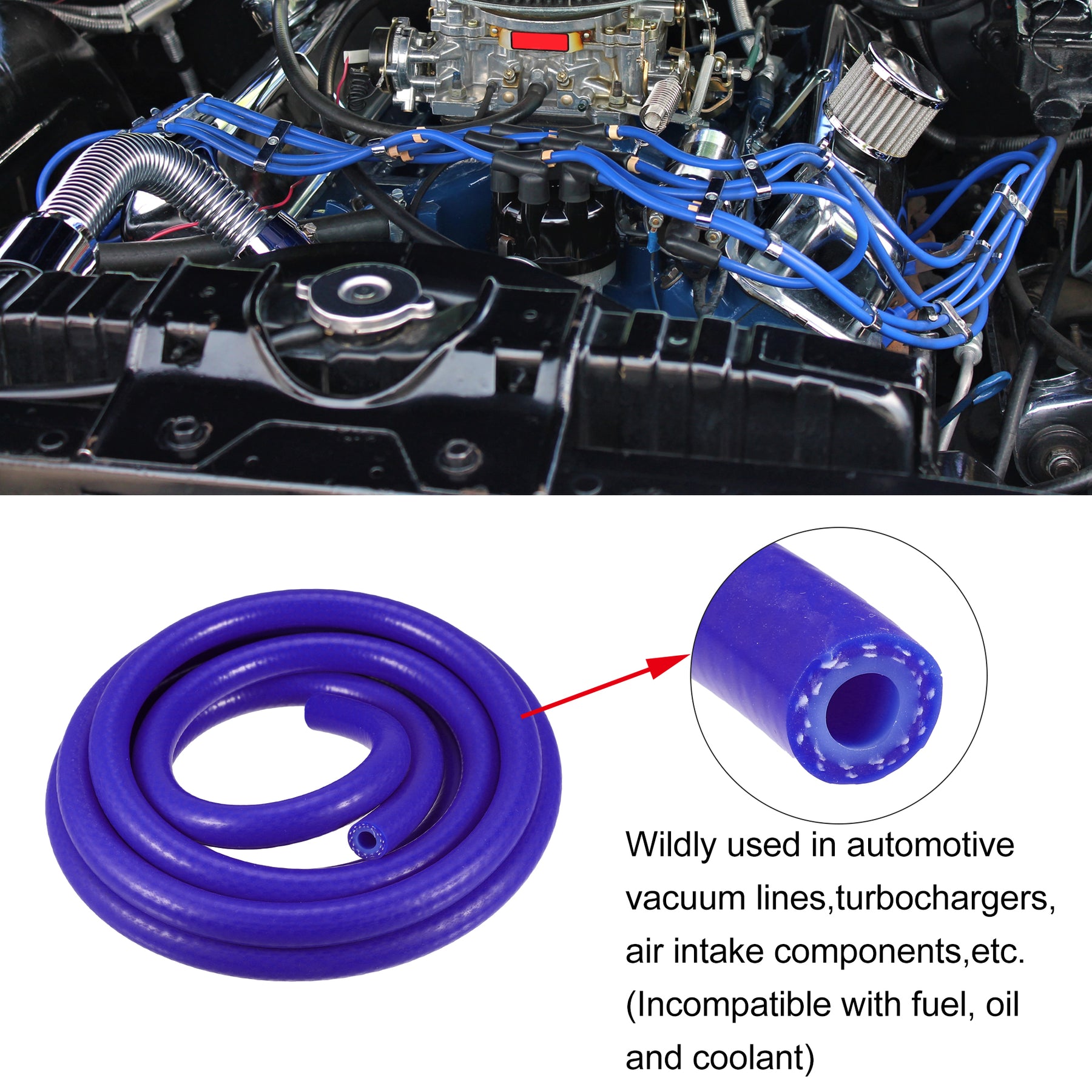 Silicone Vacuum Tubing Hose Line Automotive Vacuum Hose Engine Air Intake Vacuum Hose Pipe Blue