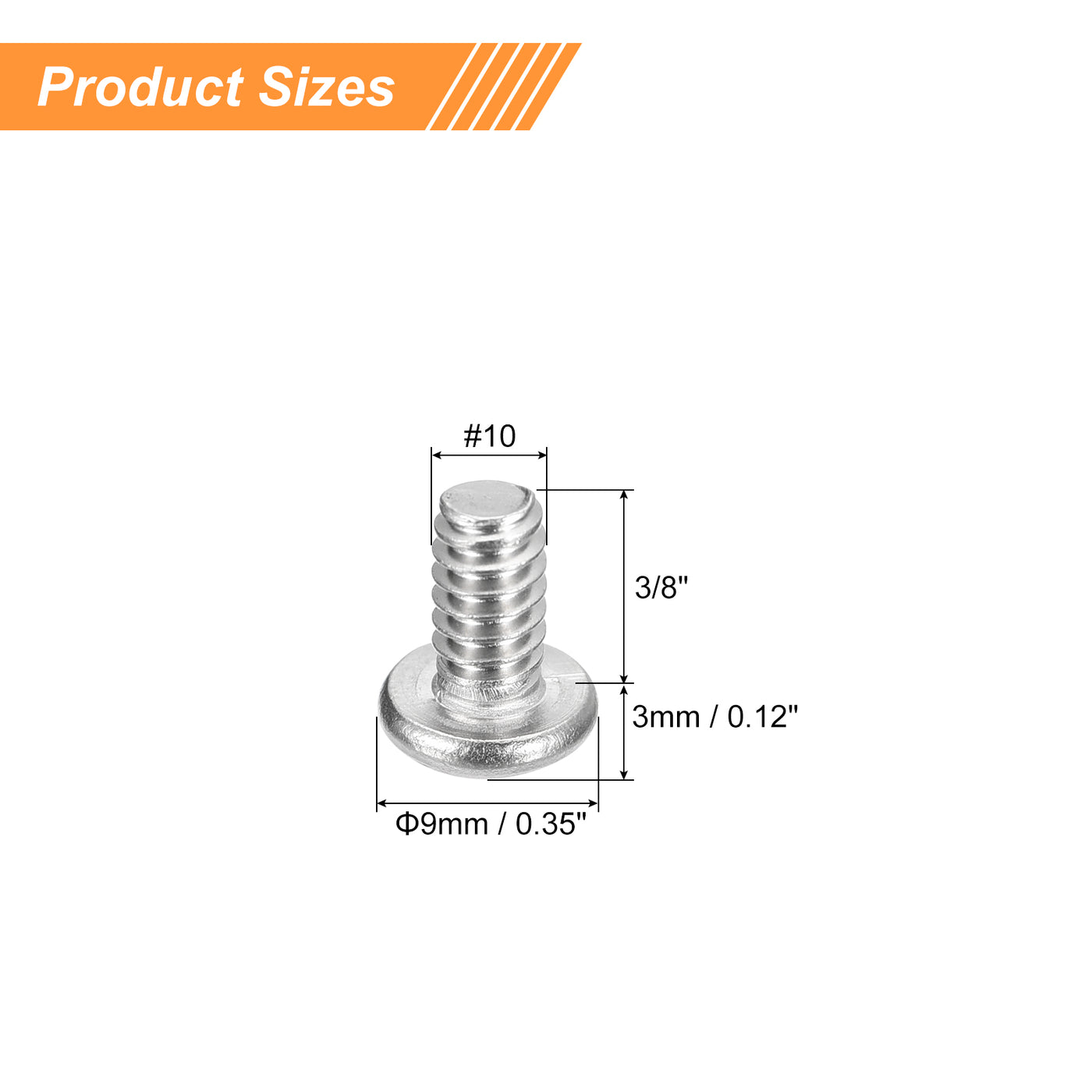 uxcell Uxcell #10-24x3/8" Pan Head Machine Screws, Stainless Steel 18-8 Screw, Pack of 50