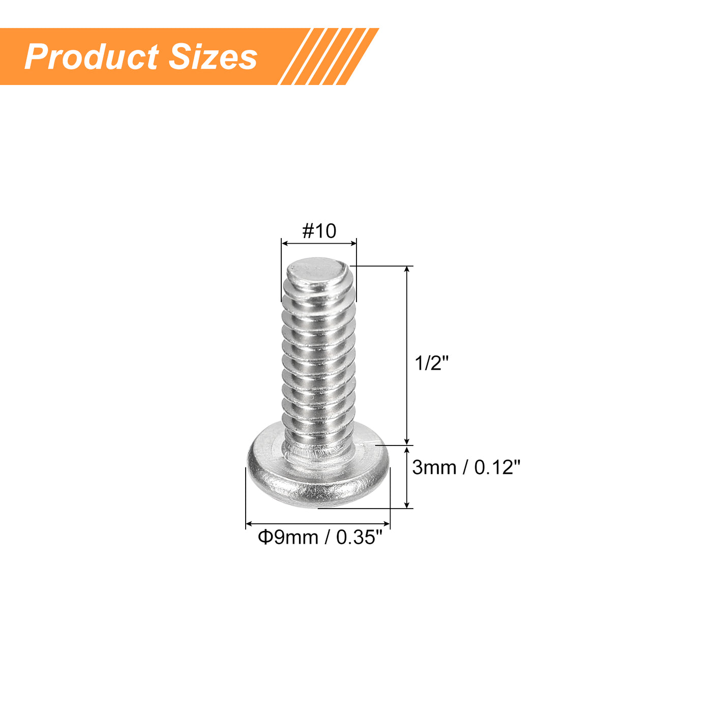 uxcell Uxcell #10-24x1/2" Pan Head Machine Screws, Stainless Steel 18-8 Screw, Pack of 50