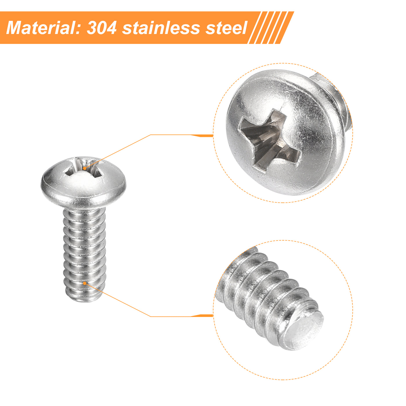 uxcell Uxcell #10-24x1/2" Pan Head Machine Screws, Stainless Steel 18-8 Screw, Pack of 50