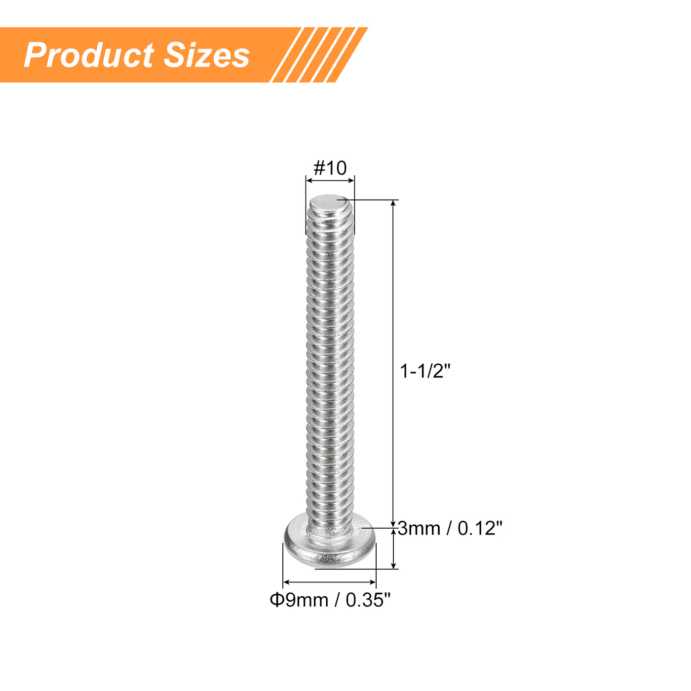 uxcell Uxcell #10-24x1-1/2" Pan Head Machine Screws, Stainless Steel 18-8 Screw, Pack of 20