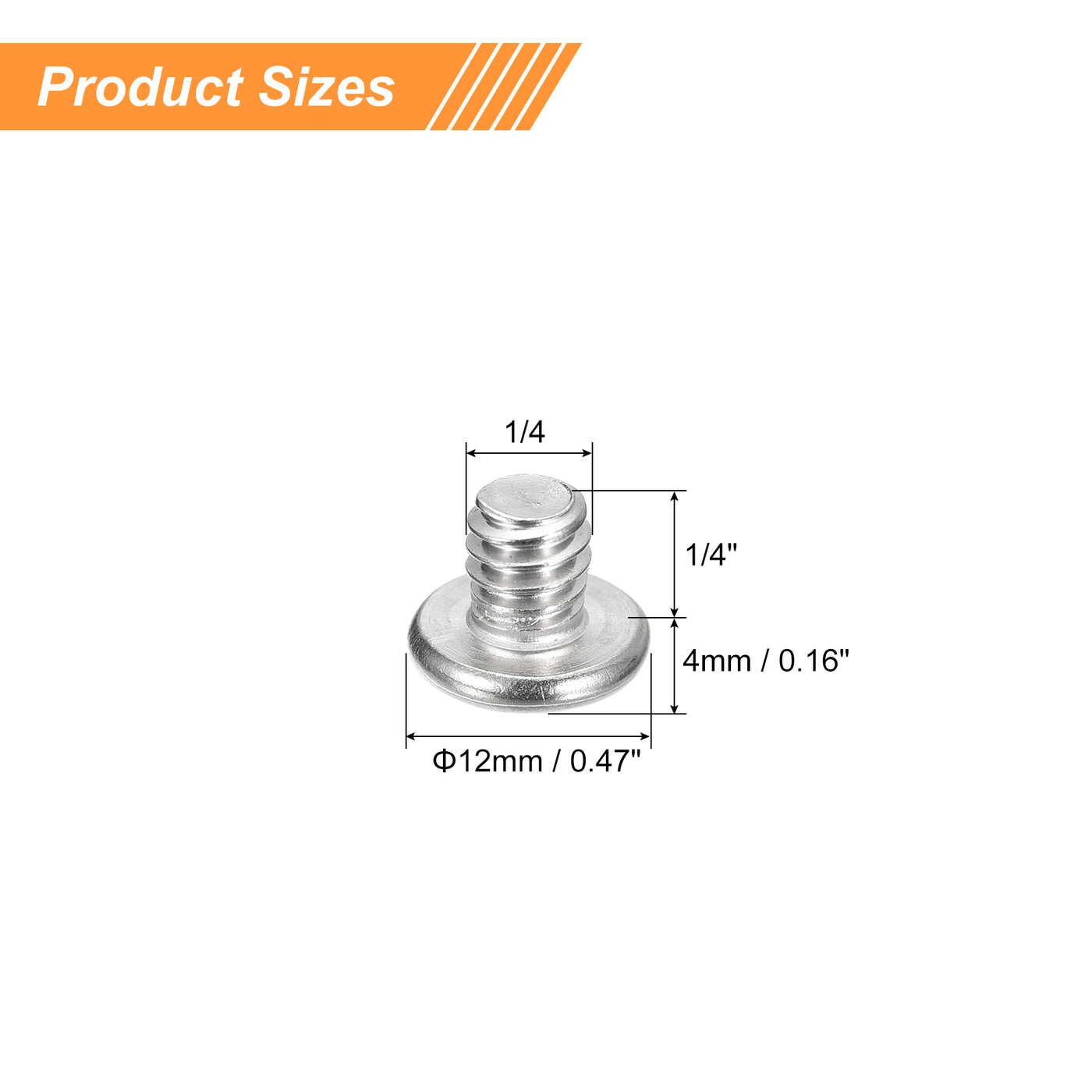 uxcell Uxcell 1/4-20x1/4" Pan Head Machine Screws, Stainless Steel 18-8 Screw, Pack of 20