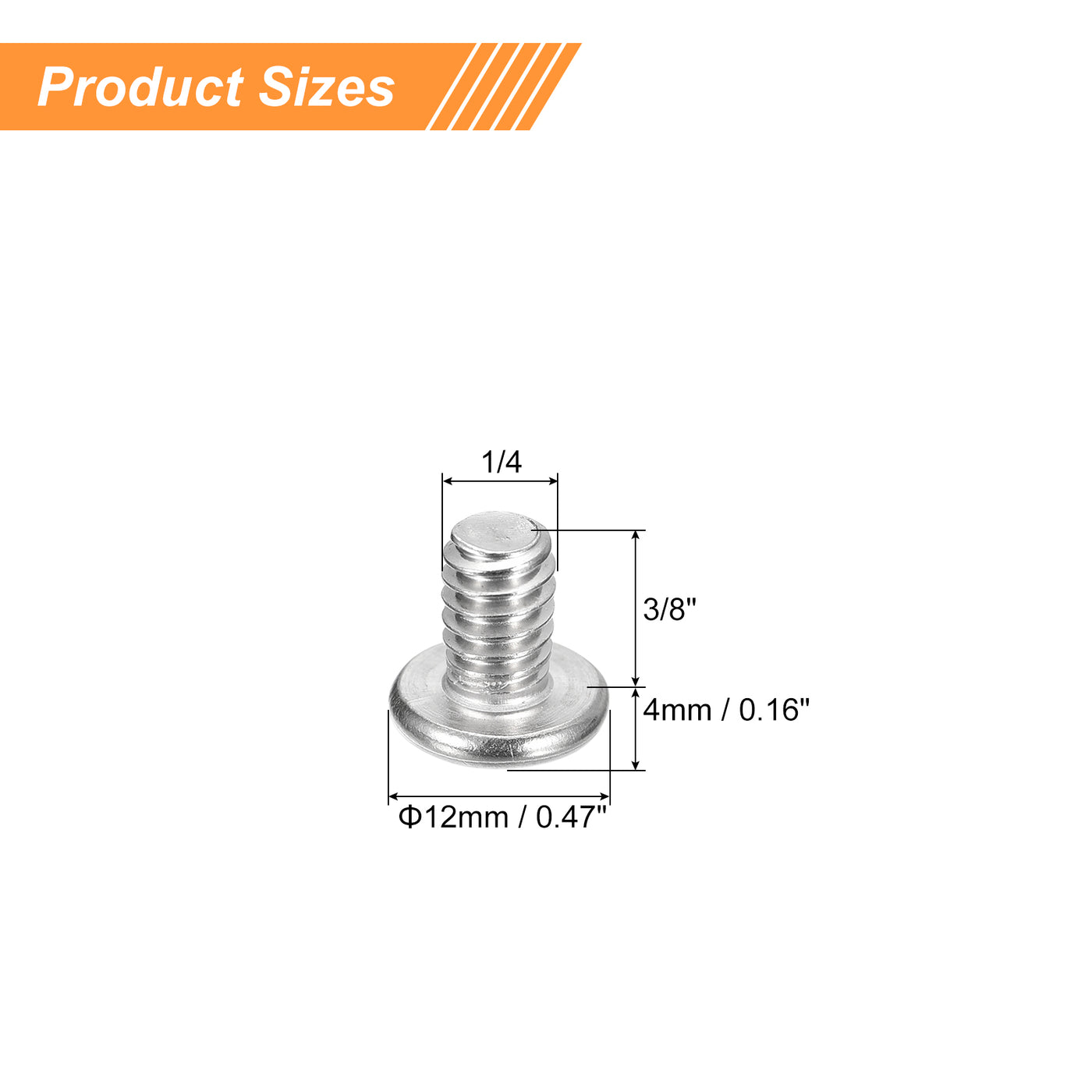 uxcell Uxcell 1/4-20x3/8" Pan Head Machine Screws, Stainless Steel 18-8 Screw, Pack of 20