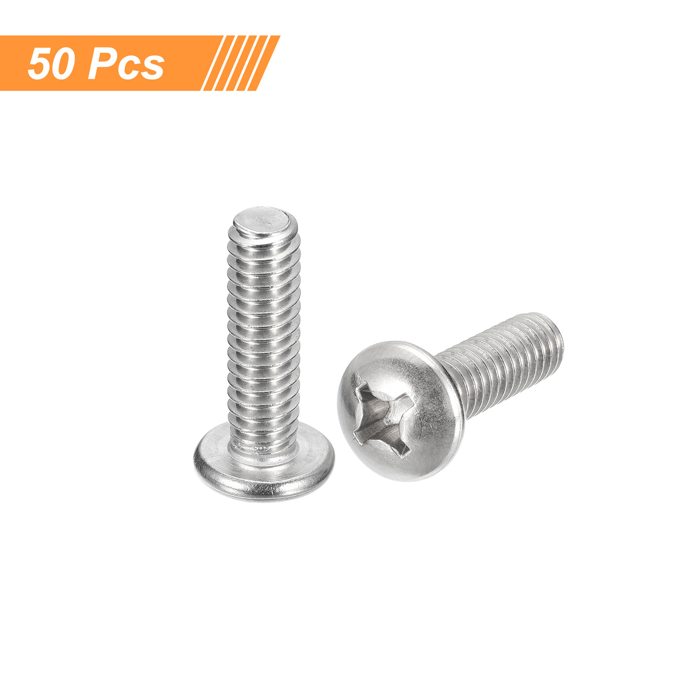 uxcell Uxcell 1/4-20x7/8" Pan Head Machine Screws, Stainless Steel 18-8 Screw, Pack of 50