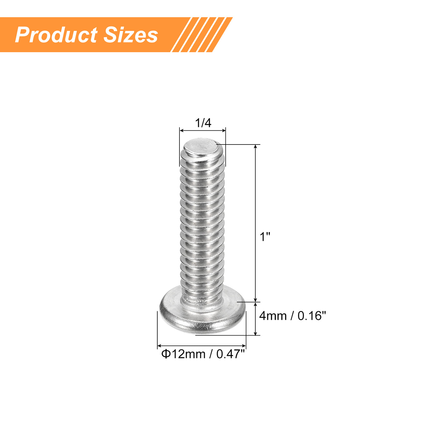 uxcell Uxcell 1/4-20x1" Pan Head Machine Screws, Stainless Steel 18-8 Screw, Pack of 20
