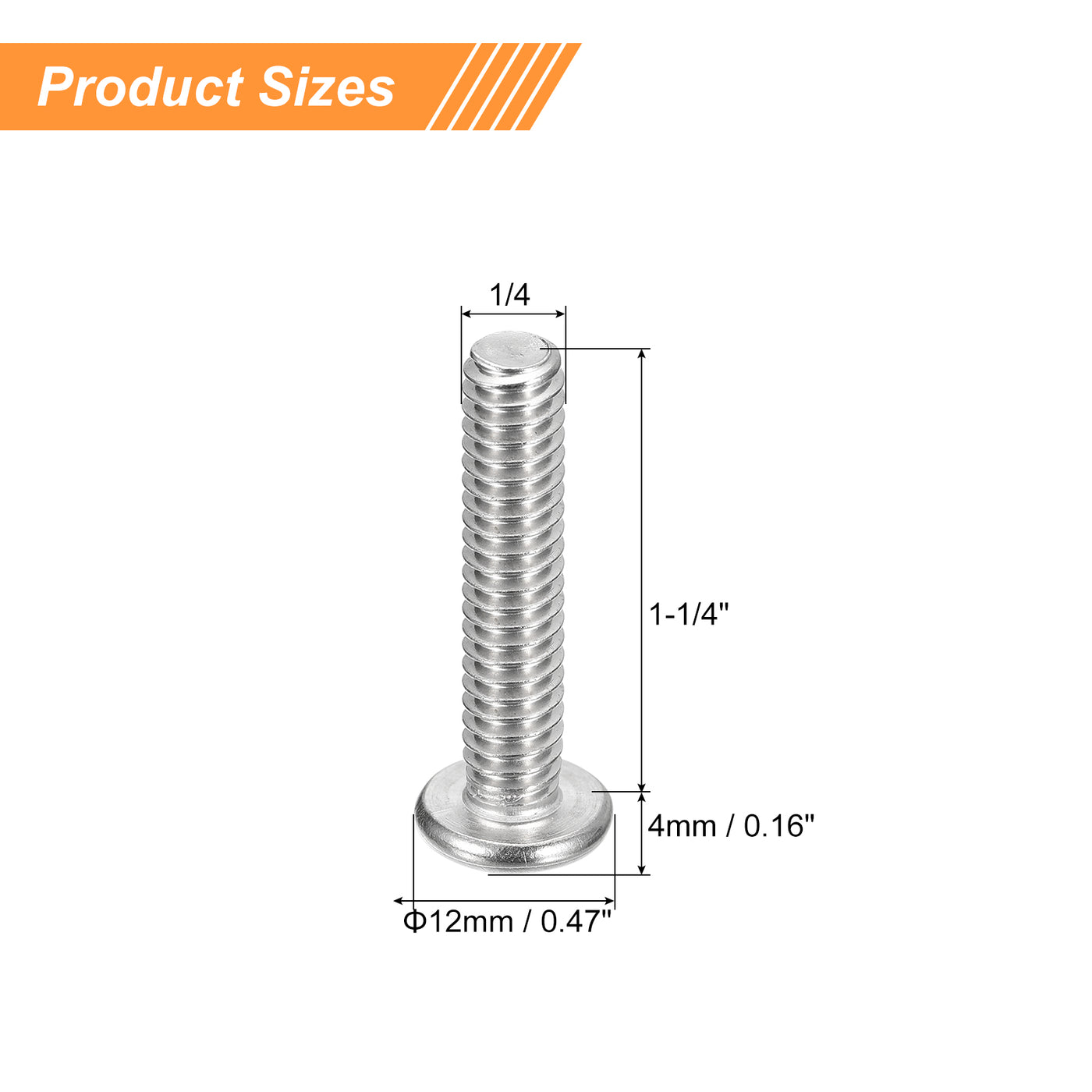 uxcell Uxcell 1/4-20x1-1/4" Pan Head Machine Screws, Stainless Steel 18-8 Screw, Pack of 20