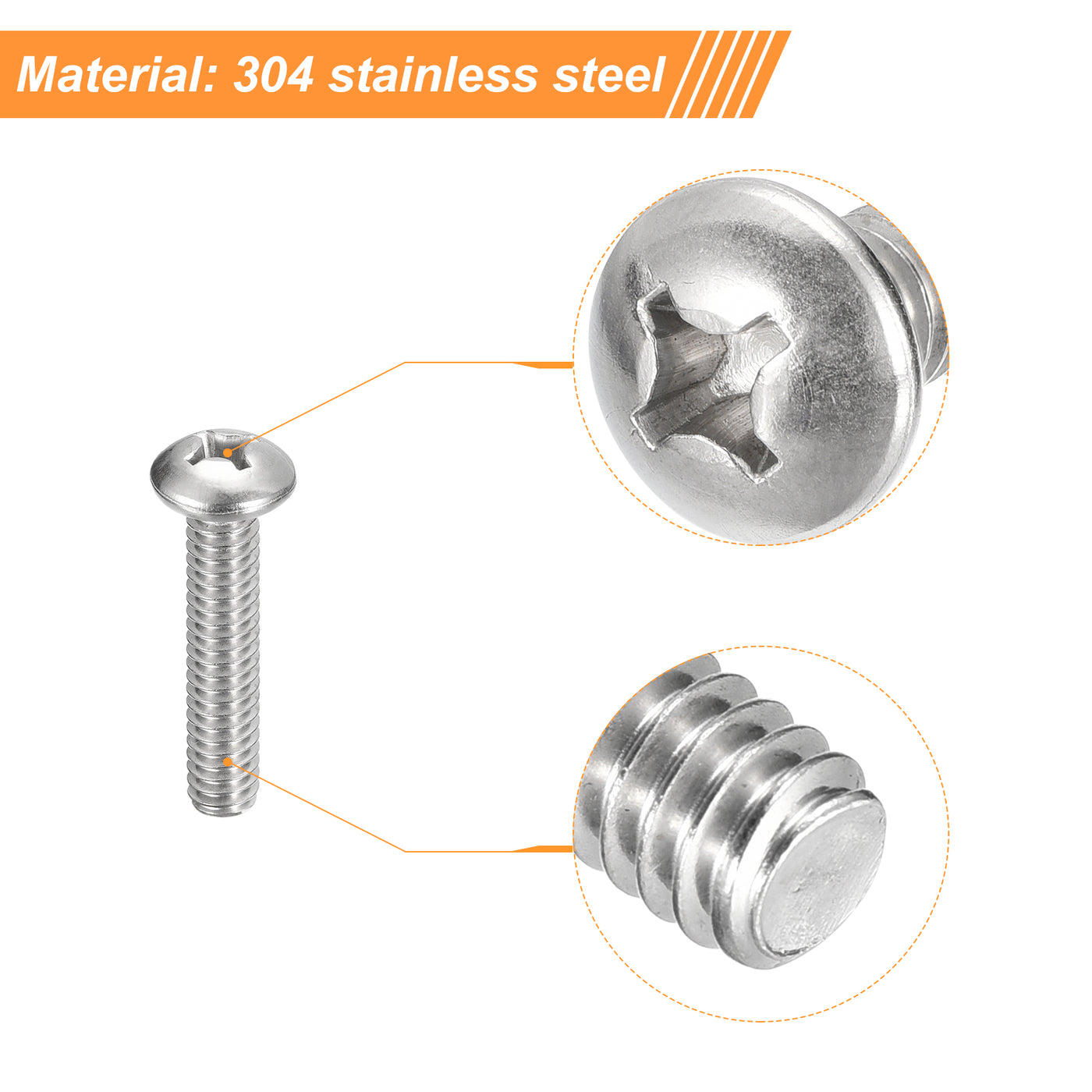uxcell Uxcell 1/4-20x1-1/4" Pan Head Machine Screws, Stainless Steel 18-8 Screw, Pack of 20