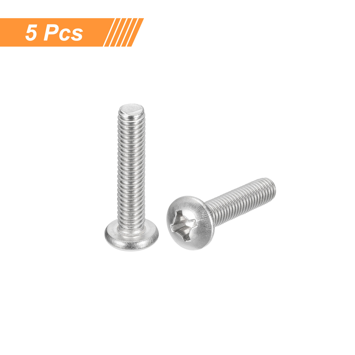 uxcell Uxcell 5/16-18x1-1/2" Pan Head Machine Screws, Stainless Steel 18-8 Screw, Pack of 5
