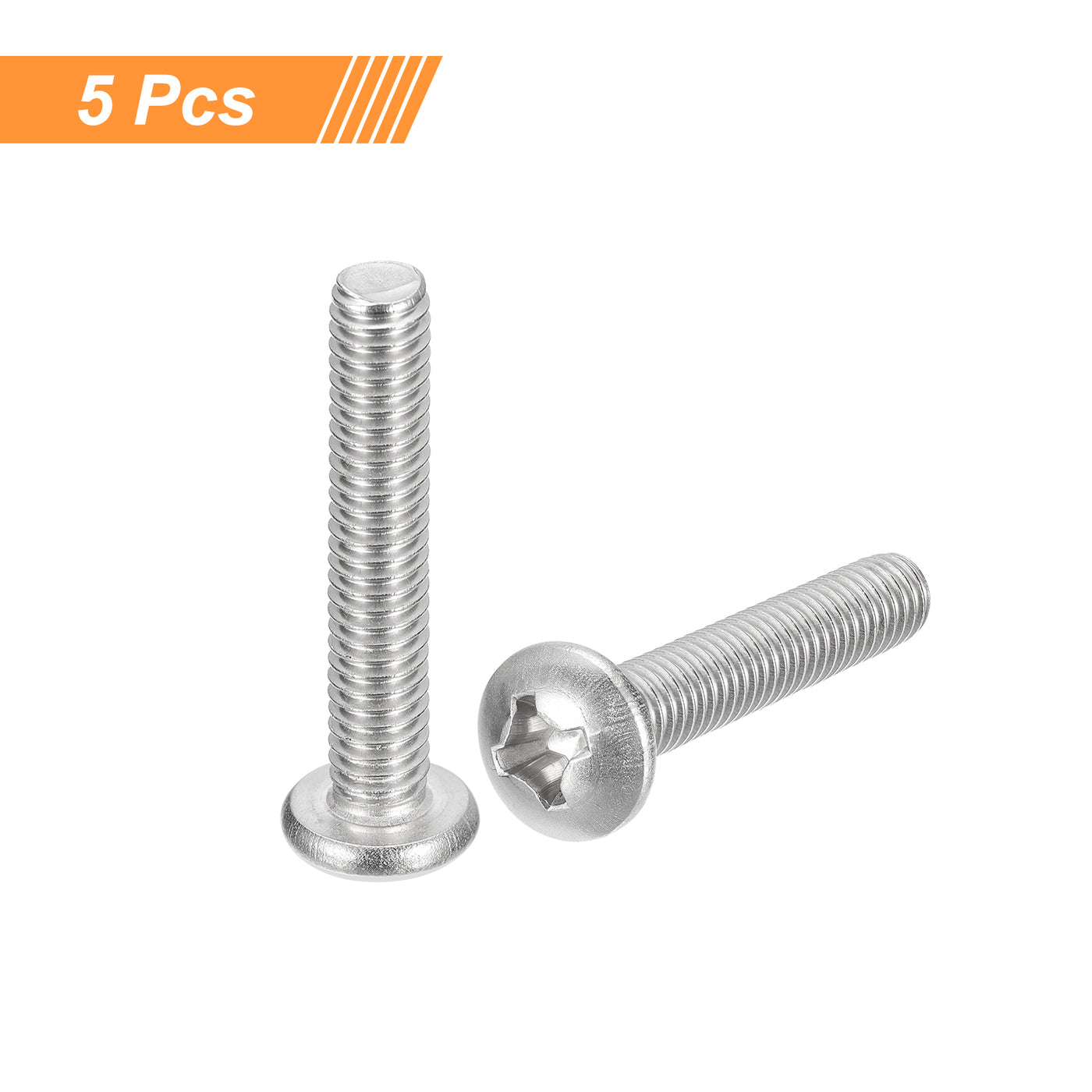 uxcell Uxcell 5/16-18x2" Pan Head Machine Screws, Stainless Steel 18-8 Screw, Pack of 5