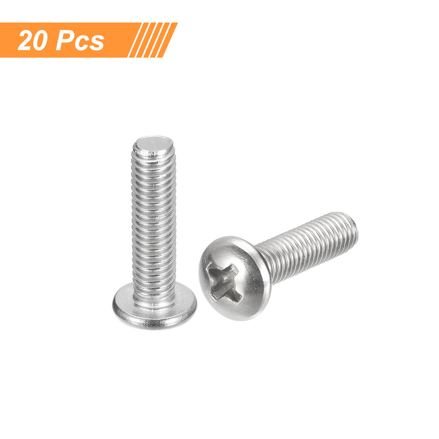 uxcell Uxcell #10-32x3/4" Pan Head Machine Screws, Stainless Steel 18-8 Screw, Pack of 20
