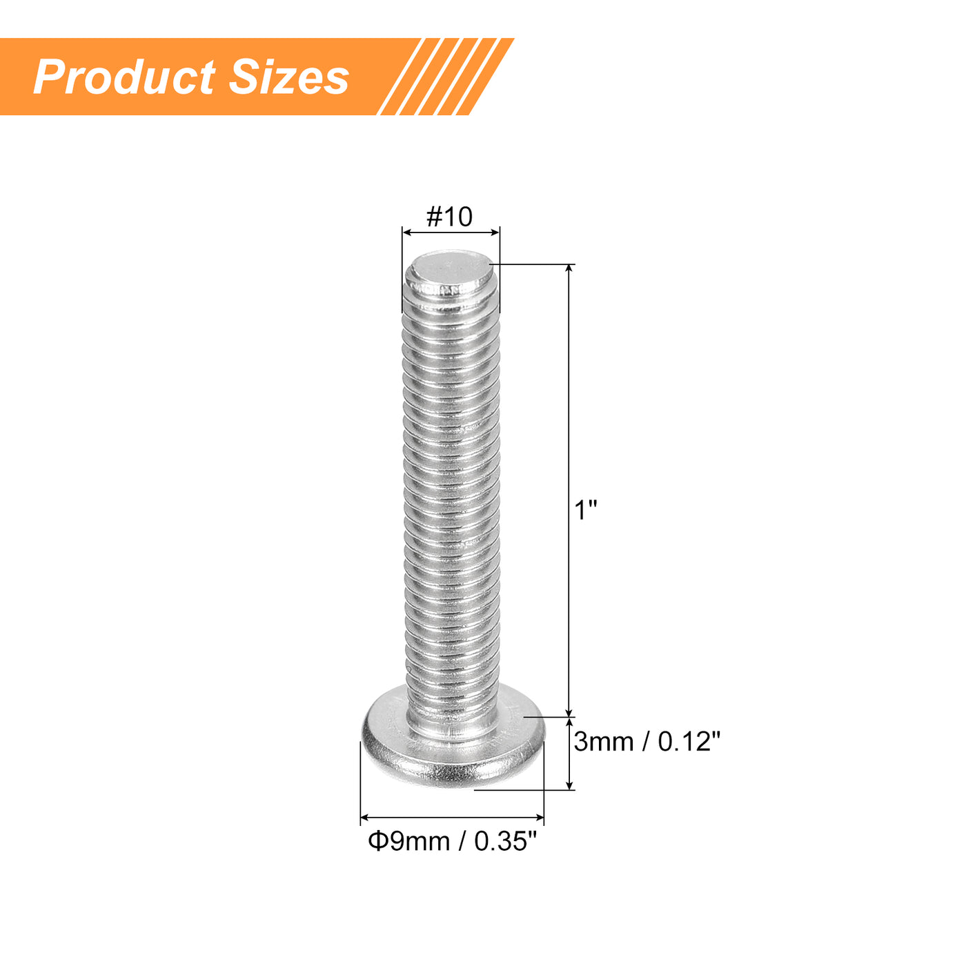 uxcell Uxcell #10-32x1" Pan Head Machine Screws, Stainless Steel 18-8 Screw, Pack of 20
