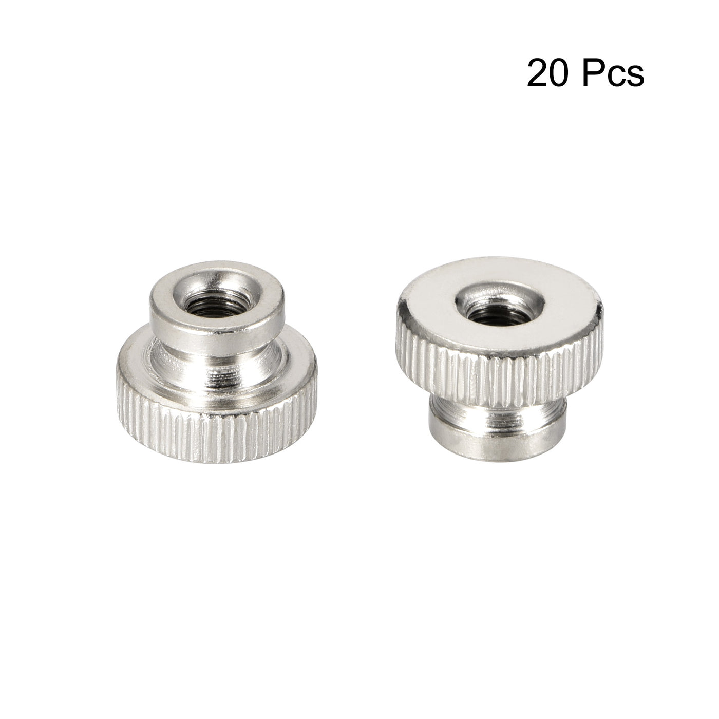 uxcell Uxcell Knurled Thumb Nuts, 20pcs M8x1.25mm Iron Round Knobs Fasteners, Silver Tone
