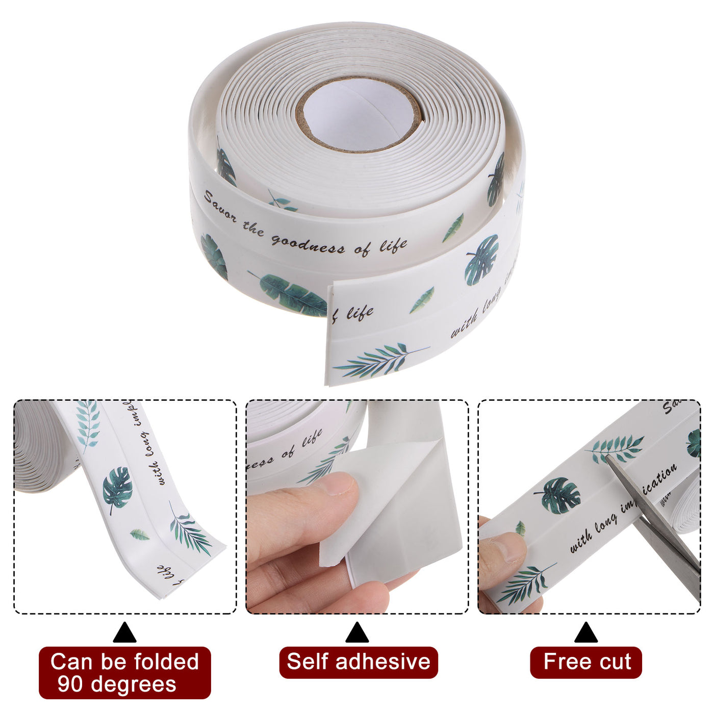 Harfington Seal Caulk Strip Tape 1.5"W x 10.5'L PVC Decorative Sealant Tape w Sealing Tool