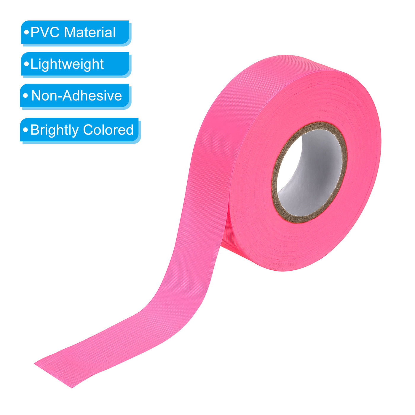 Harfington Flagging Tape 1"x147', 4 Pack PVC Non-Adhesive Neon Marking Tape, Pink