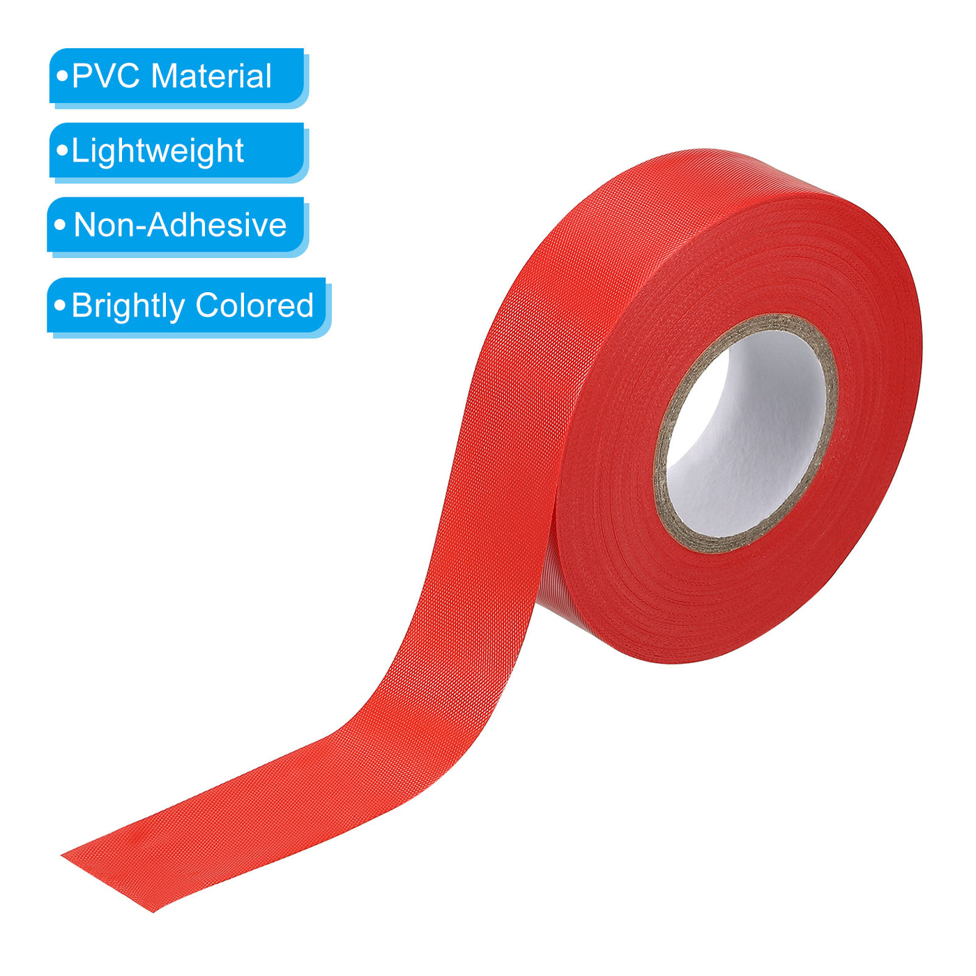 Harfington Flagging Tape 1"x147', 4 Pack PVC Non-Adhesive Neon Marking Tape, Red